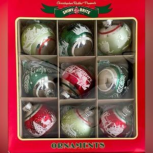 Set of 9 Shiney Brite Christopher Radko Glass Christmas Ornaments NEW